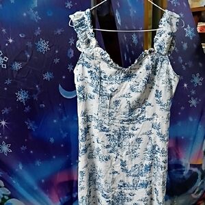 Cider Blue and White Floral Dress